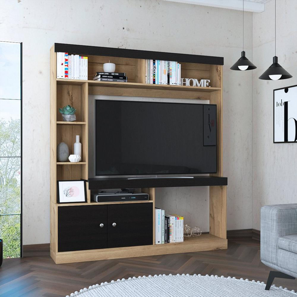 Mueble Centro De Entretenimiento Natural Tablero Aglomerado img #1