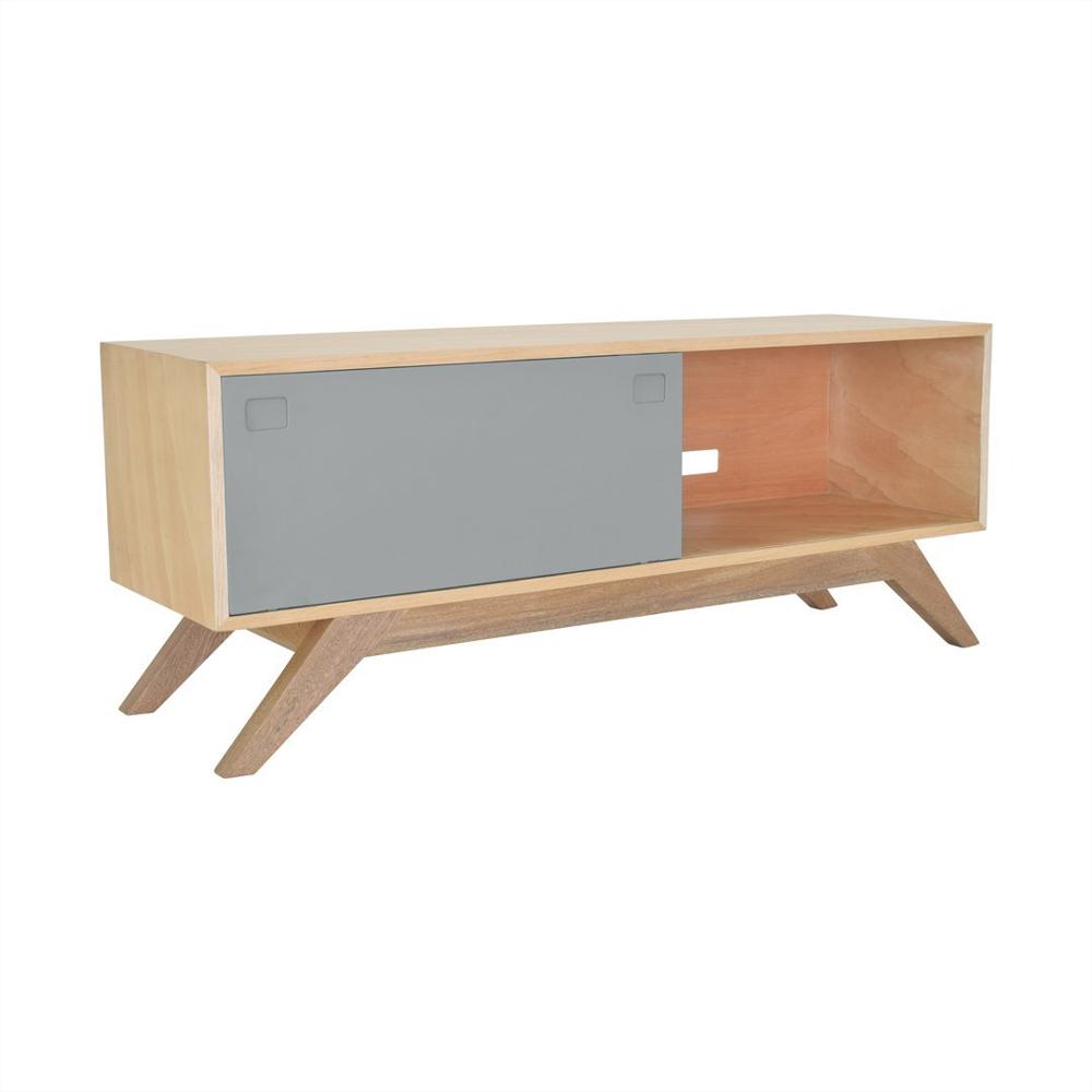 Centro De Entretenimiento Con Color Y Estantes Gris img #3