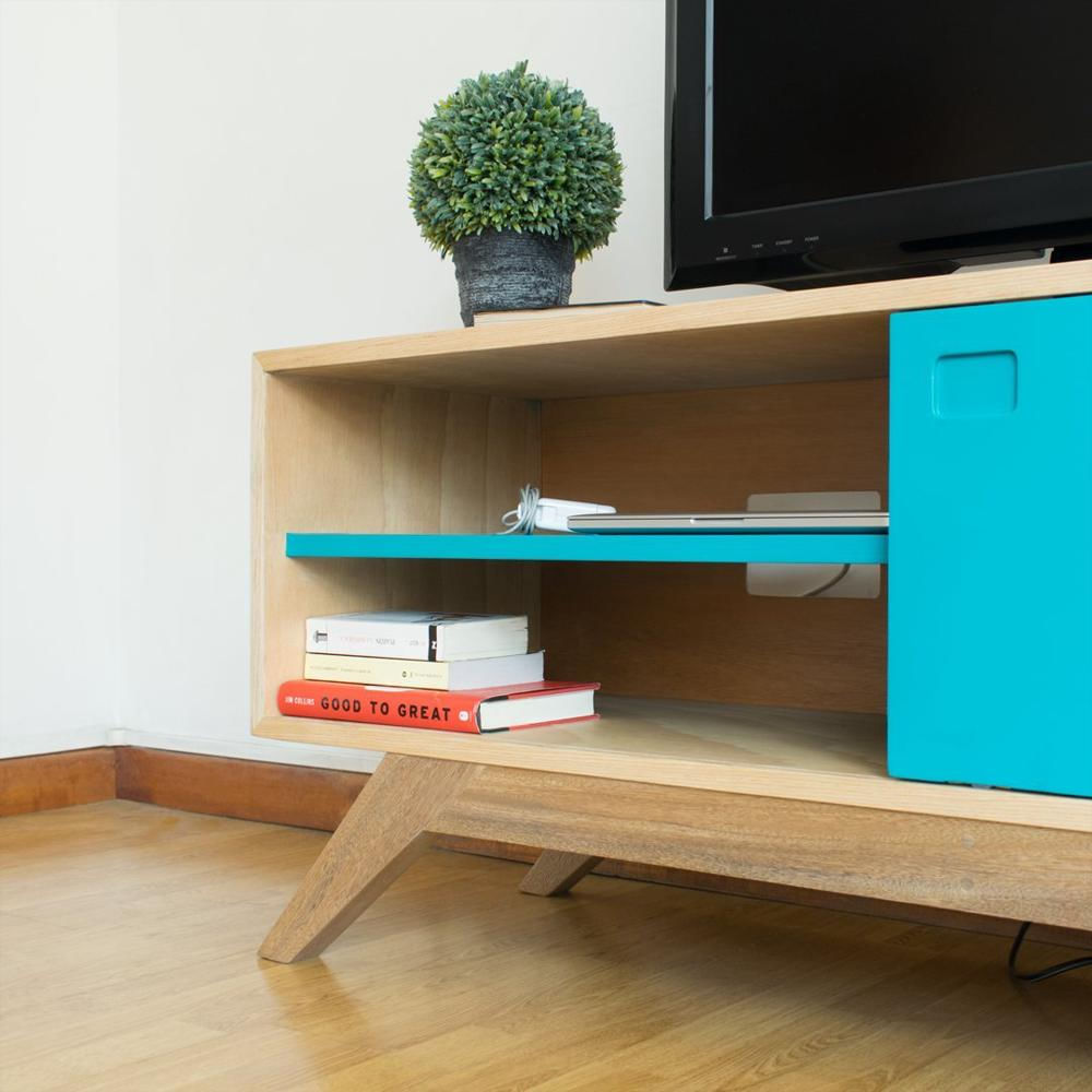 Centro De Entretenimiento Con Color Y Estantes Turquesa img #2