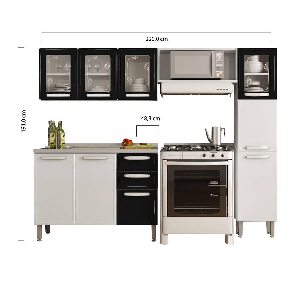 Cocina Integral Evidence Blanco Y Negro 220 Cm Con Mesón img #3