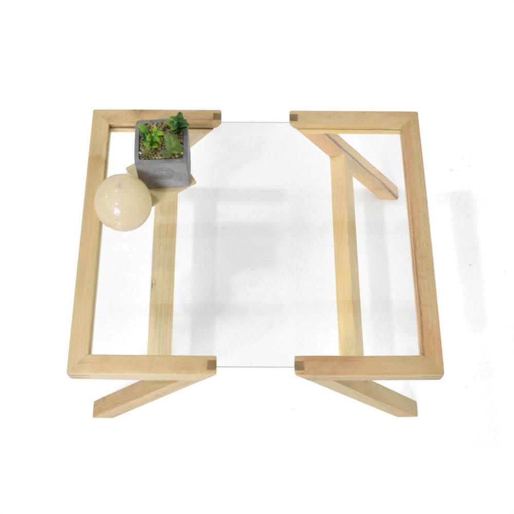 Mesa De Centro Madera Pino Superficie En Vidrio img #3