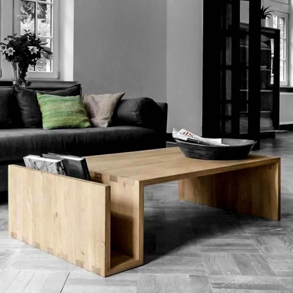 Mesa De Centro Gredel En Roble Natural Macizo 100X50cm img #1