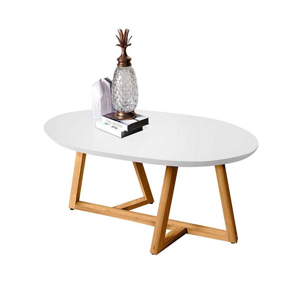 Combo Mesa De Centro Tampa Con Mesa Auxiliar Buk Blanco/Almendra img #3