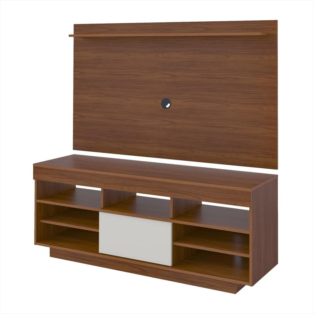 Mueble Para Tv 55 Pulgadas Con Panel En Mdp Incluye Soporte Cedro Con Blanco img #2
