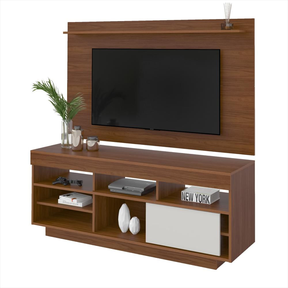 Mueble Para Tv 55 Pulgadas Con Panel En Mdp Incluye Soporte Cedro Con Blanco img #3