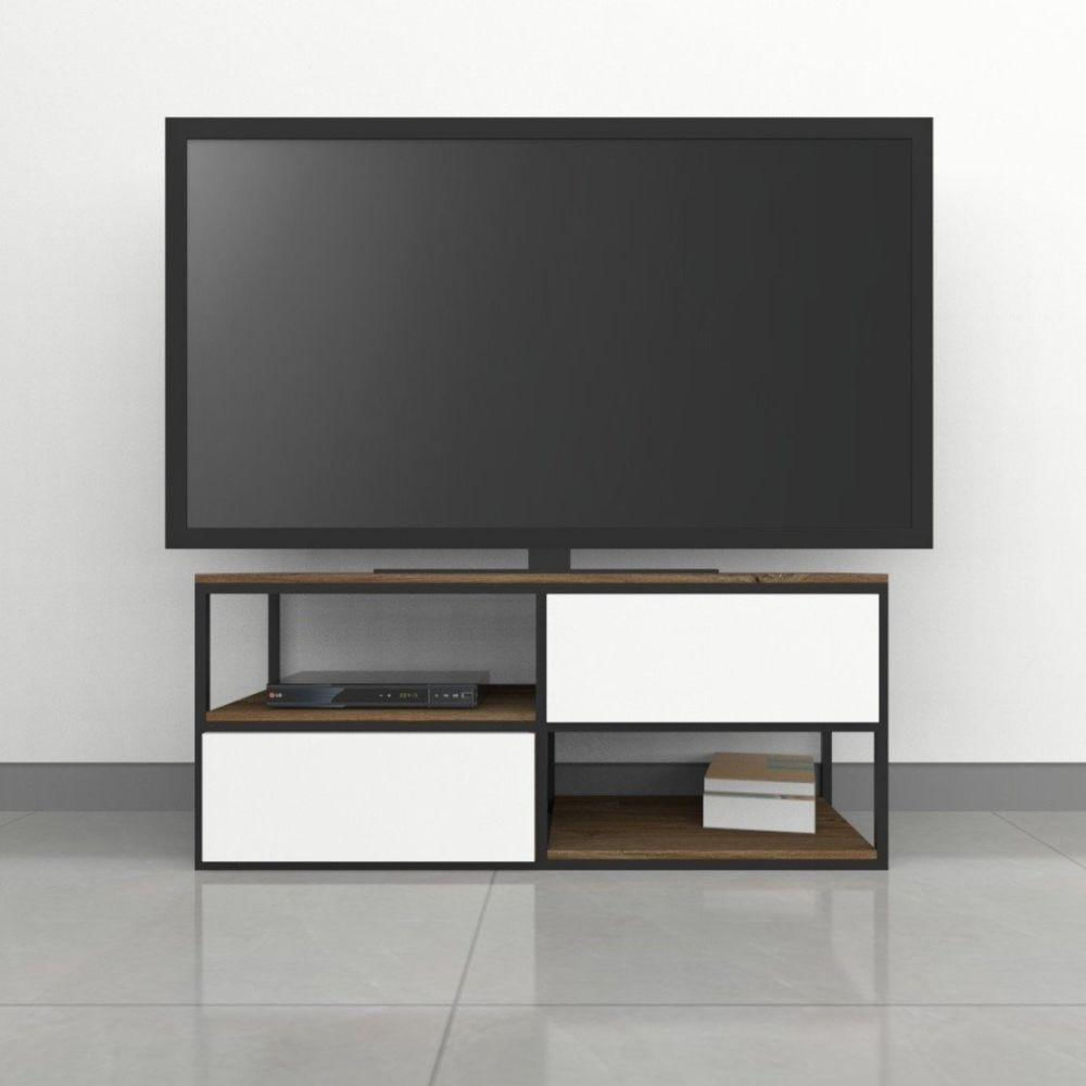 Rack Niza Brooklyn Oak Y Blanco 117 Cm Con Dos Cajones img #3