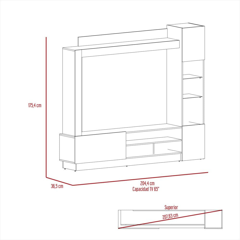 Centro De Entretenimiento Nizza Duna Y Taupe 204 Cm Con Tres Puertas img #5