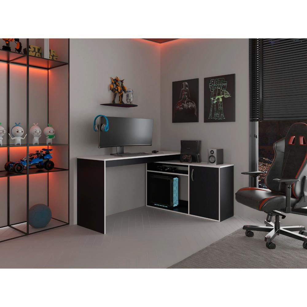 Escritorio Gamer En L Axis, Wengue Y Blanco img #2
