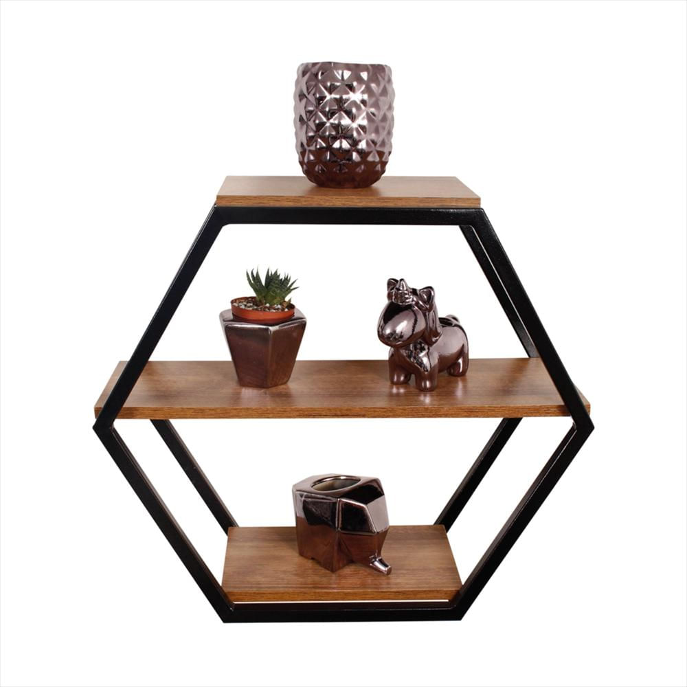 Repisa De Pared Forma Hexagonal Moderna Chocolate img #1
