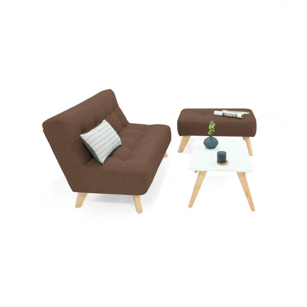 Sofá Navara+Puff Porto Tela Chocolate+Mesa De Centro img #3