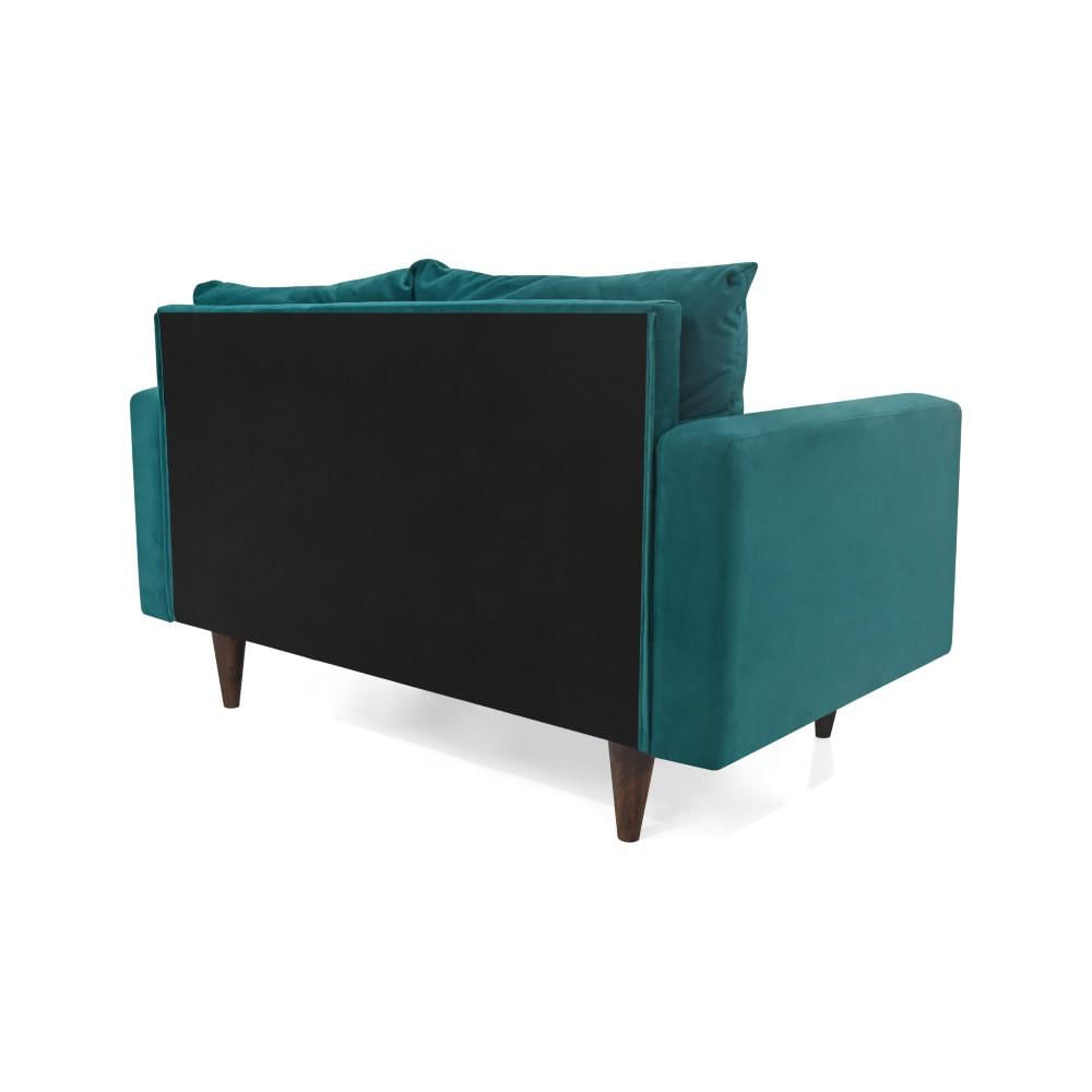 Sofá Kansas 2P Tela Petróleo + Poltrona Noruega Tela Poliéster Taupe + Mesa Centro Kiel img #3