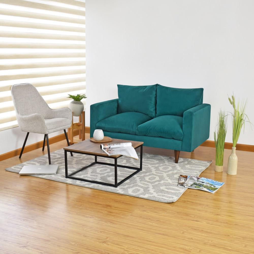 Sofá Kansas 2P Tela Petróleo + Poltrona Noruega Tela Poliéster Taupe + Mesa Centro Kiel img #5