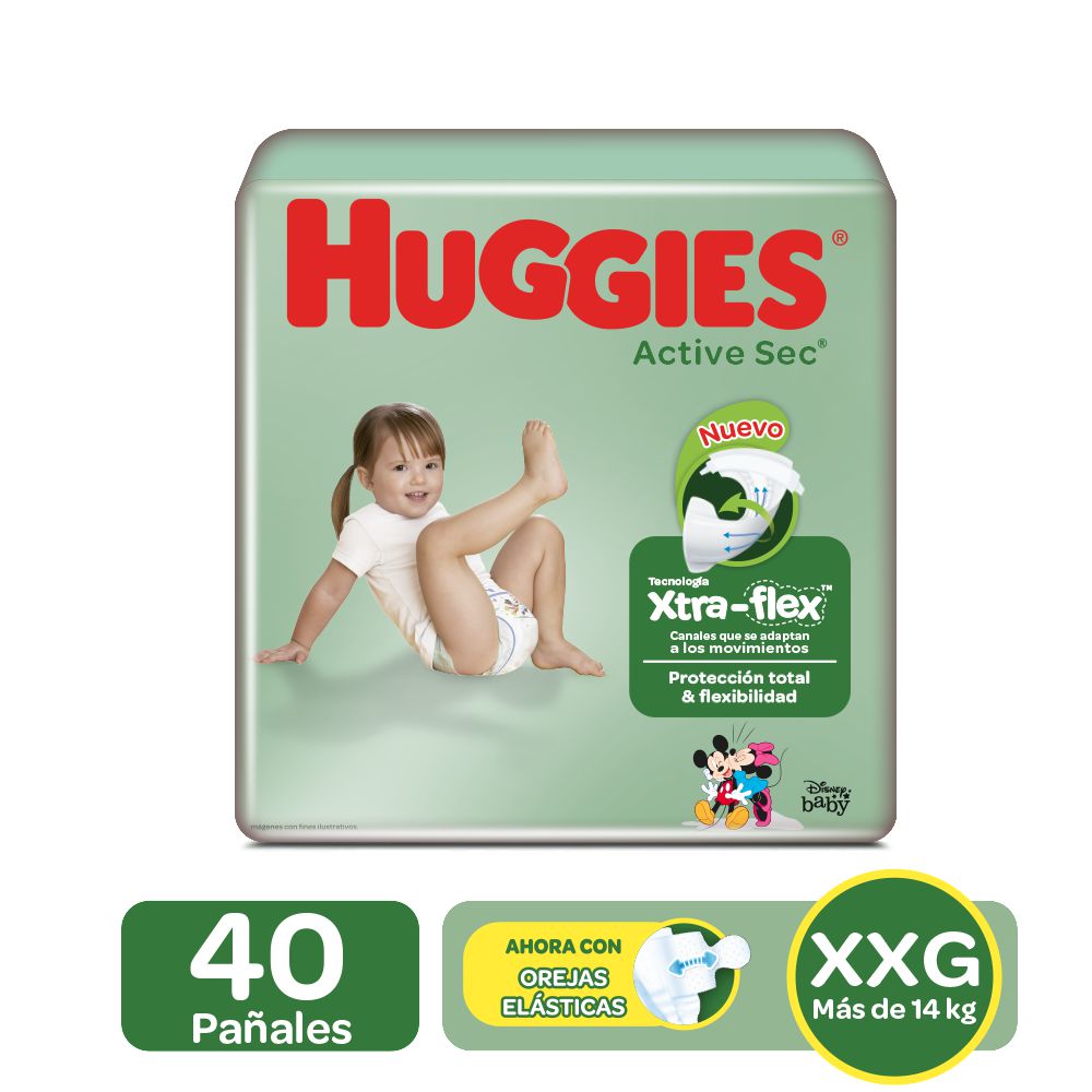 Pañales HUGGIES active sec talla XXG (40  und) img #1