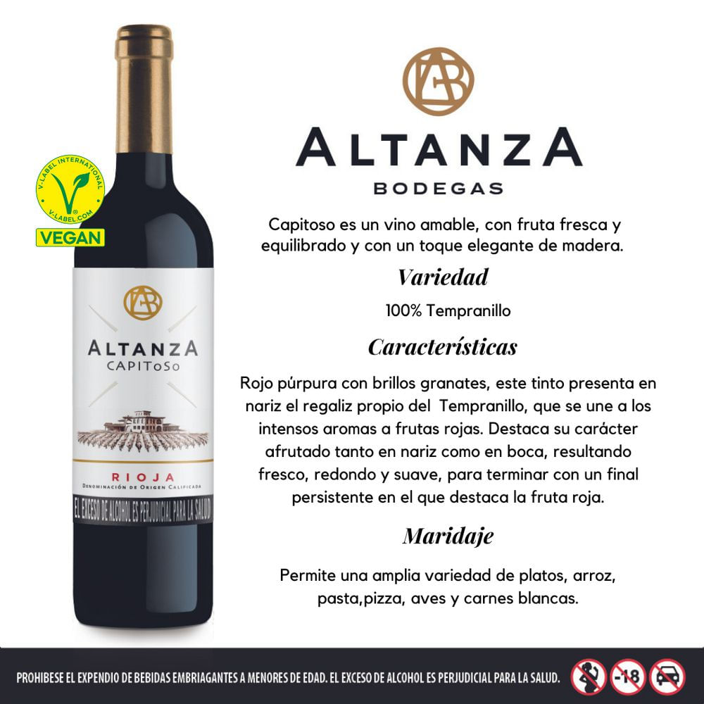 Vino tinto ALTANZA joven Tempranillo (750  ml) img #3