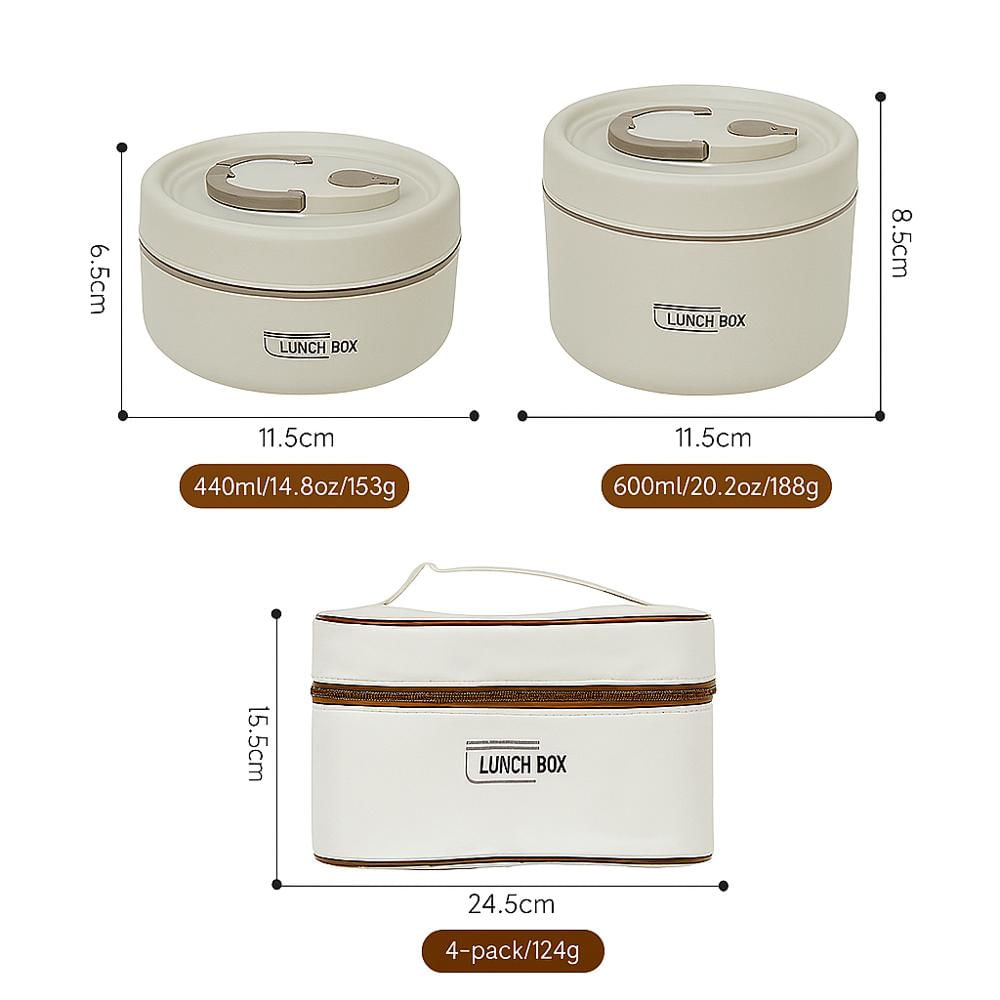 Lonchera Porta Comida Térmica 4 Recipientes Acero Inoxidable Apilables Con Estuche img #2