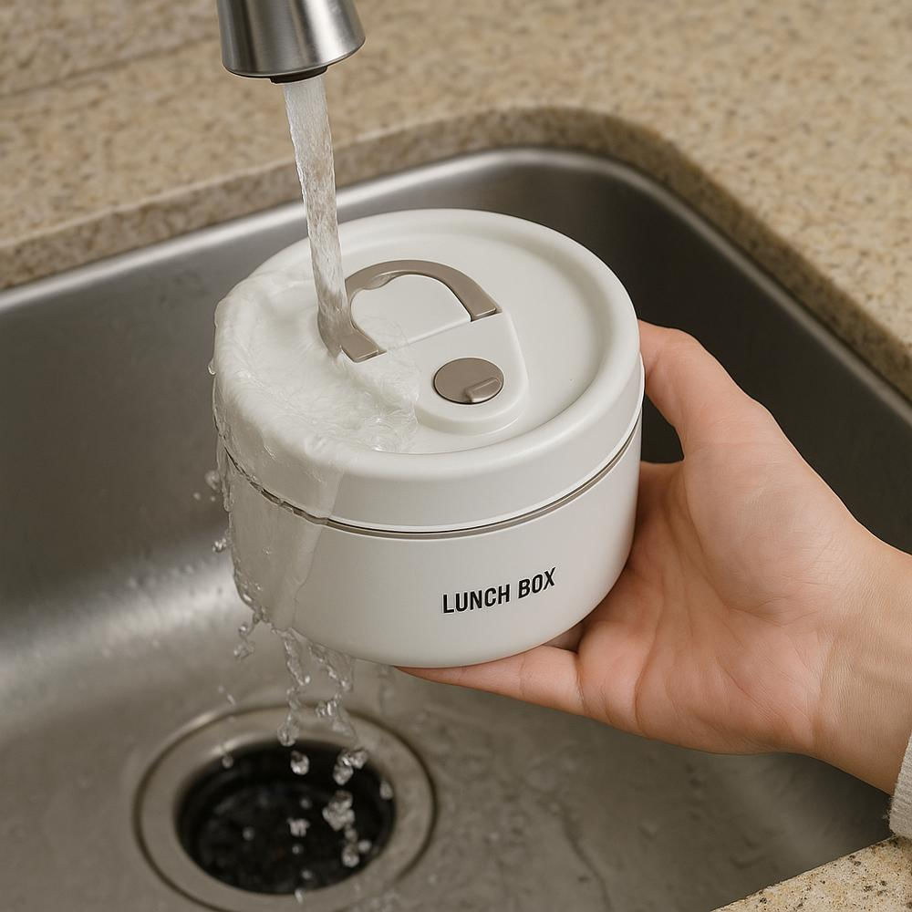 Lonchera Porta Comida Térmica 4 Recipientes Acero Inoxidable Apilables Con Estuche img #5