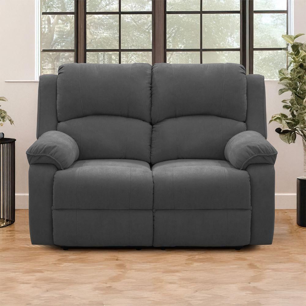 Sofa Reclinable Metropolitan 2 Puestos Estatico Microfibra Gris Oscuro img #2