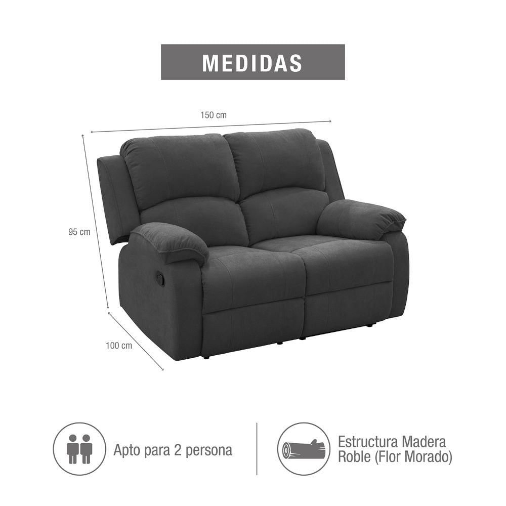 Sofa Reclinable Metropolitan 2 Puestos Estatico Microfibra Gris Oscuro img #5