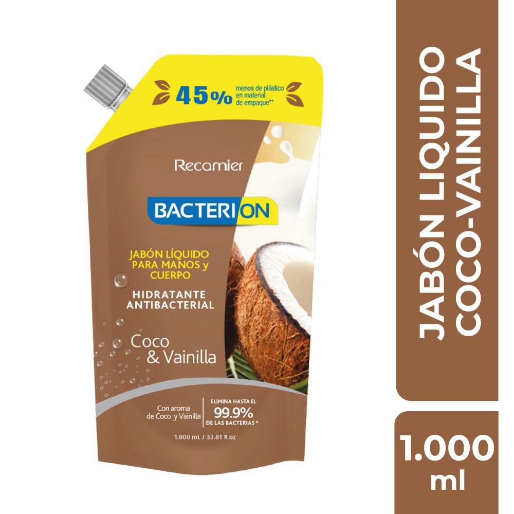 Jabón líquido BACTERION para manos y cuerpo coco vainilla (1000  ml) img #1