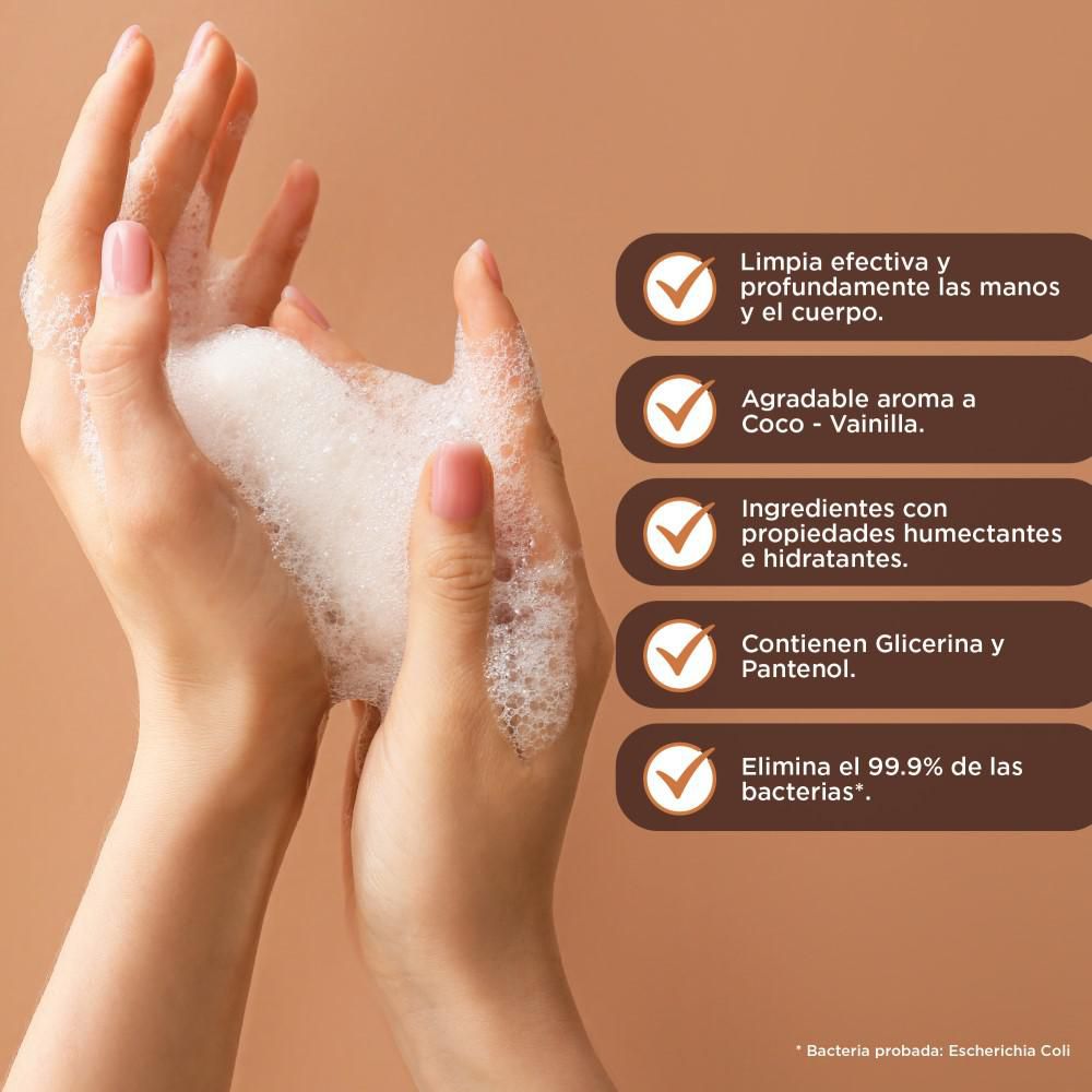 Jabón líquido BACTERION para manos y cuerpo coco vainilla (1000  ml) img #3