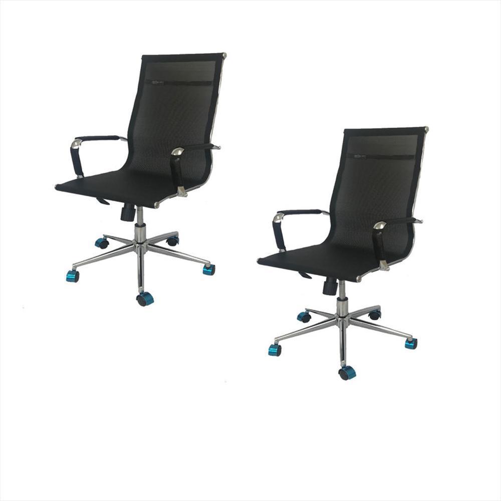 Kit Por 2 Silla Para Oficina Escritorio Alta Negra img #1