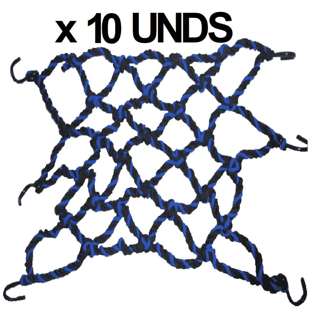 Malla Red Pulpo Negra Azul Moto Motocicleta X 10 Unds img #1