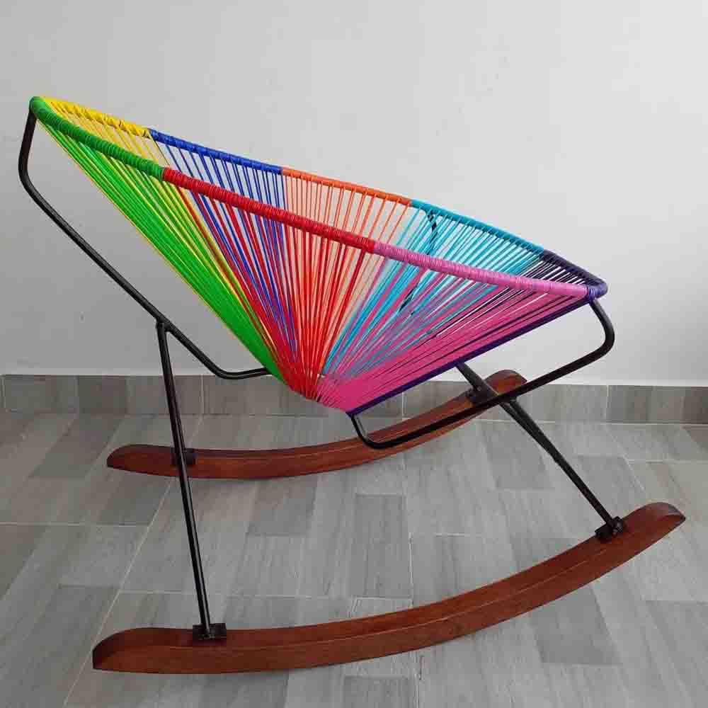 Silla Mecedora Acapulco Descanso Adultos En Mimbre Plástico Multicolor Y Acero img #4