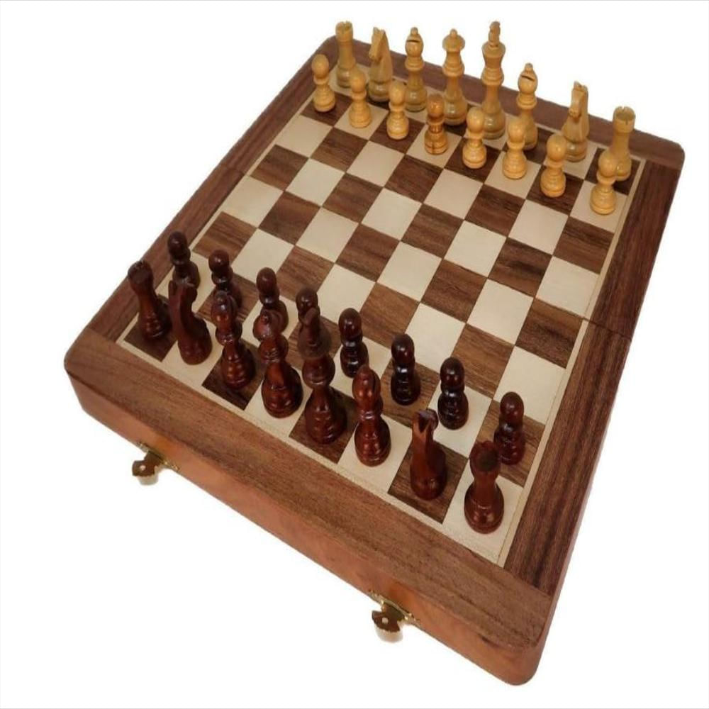 Juego De Ajedrez Magnético De Madera Plegable Portátil img #1