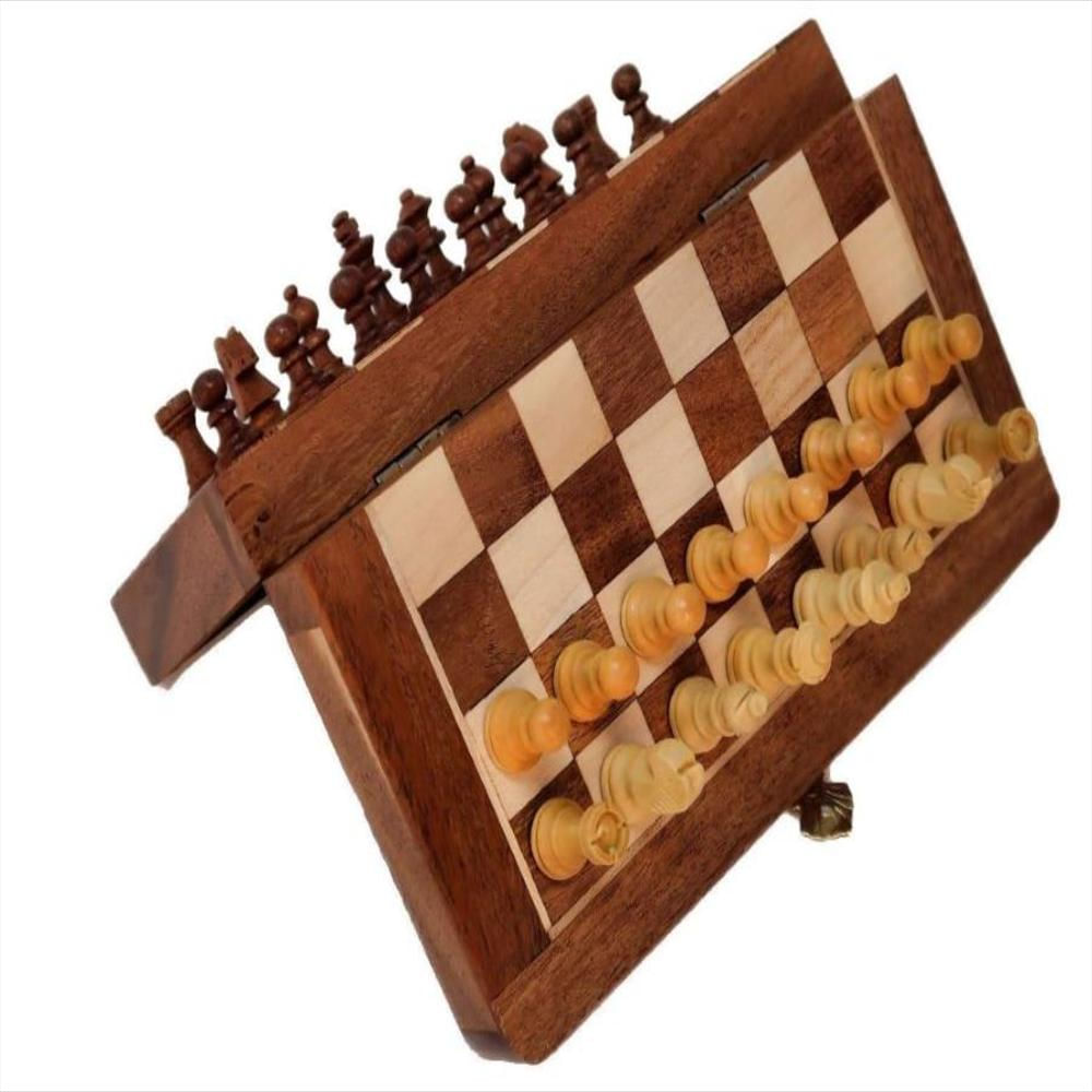 Juego De Ajedrez Magnético De Madera Plegable Portátil img #3