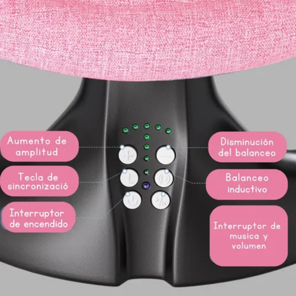 Silla Eléctrica Mecedora Para Bebé Con Bluetooth Movimiento Lateral Color Rosa img #3