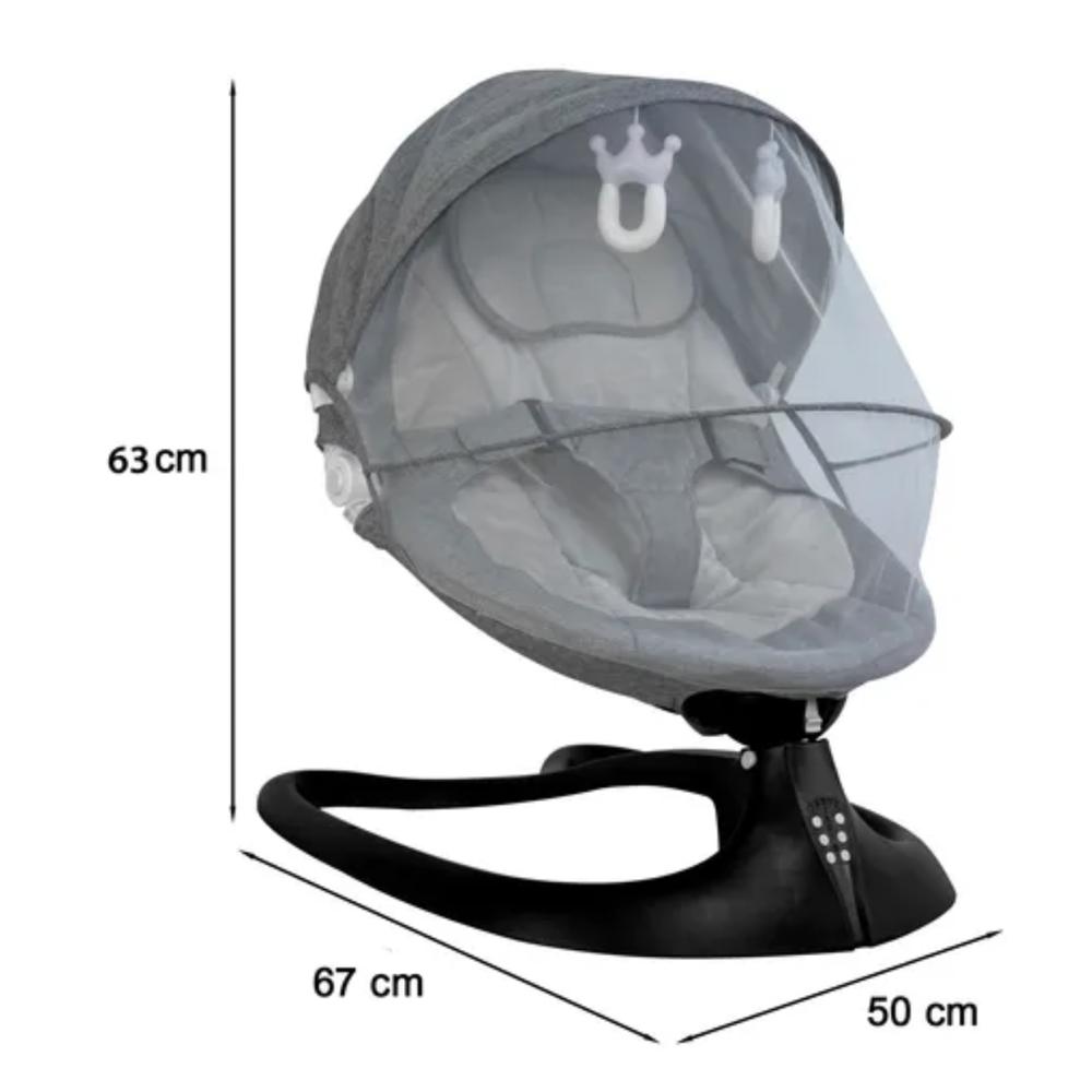 Silla Mecedora Eléctrica Para Bebé Con Movimiento Lateral Bluetooth Color Gris img #2