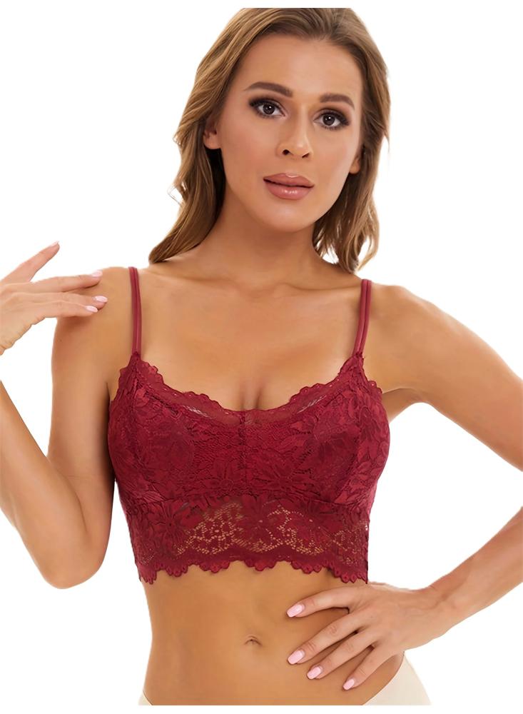 Top Encaje Bralette Bra Floral Brasier Crop Top Acolchado img #1