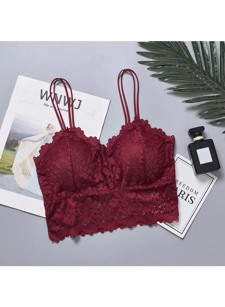 Top Encaje Bralette Bra Floral Brasier Crop Top Acolchado img #3