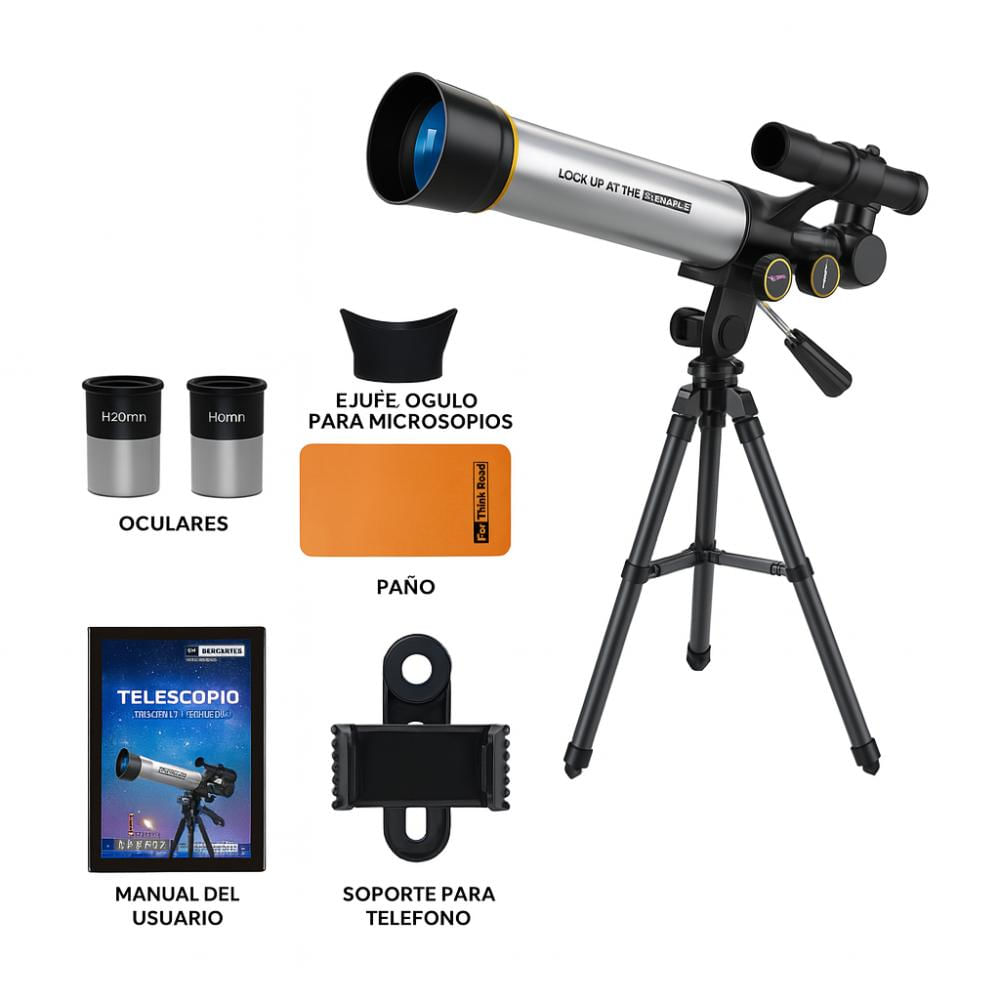 Telescopio Astronómico Infantil 60X Con Trípode Oculares Y Soporte Para Celular img #3