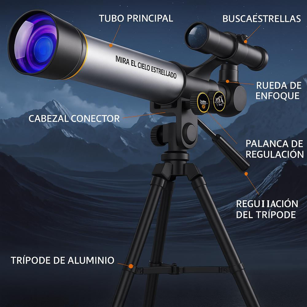 Telescopio Astronómico Infantil 60X Con Trípode Oculares Y Soporte Para Celular img #4