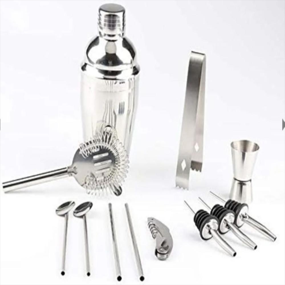 Set Bartender Kit Coctelera Vaso Shaker Preparar Bebibas X 12 Piezas img #3