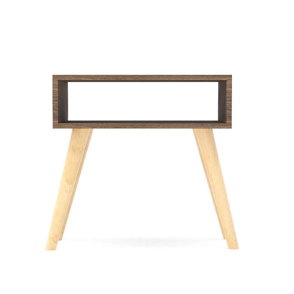 Combo 2 Mesas De Noche Asturias Nogal 50 Cm Con Entrepaño img #4