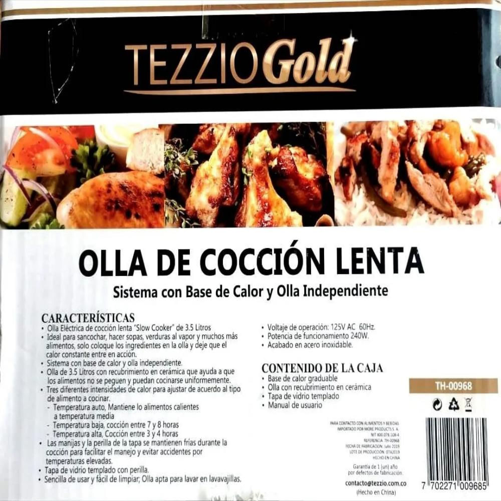 Olla De Cocción Lenta Slow Cooker Tezziogold De 3,5 Litros img #3