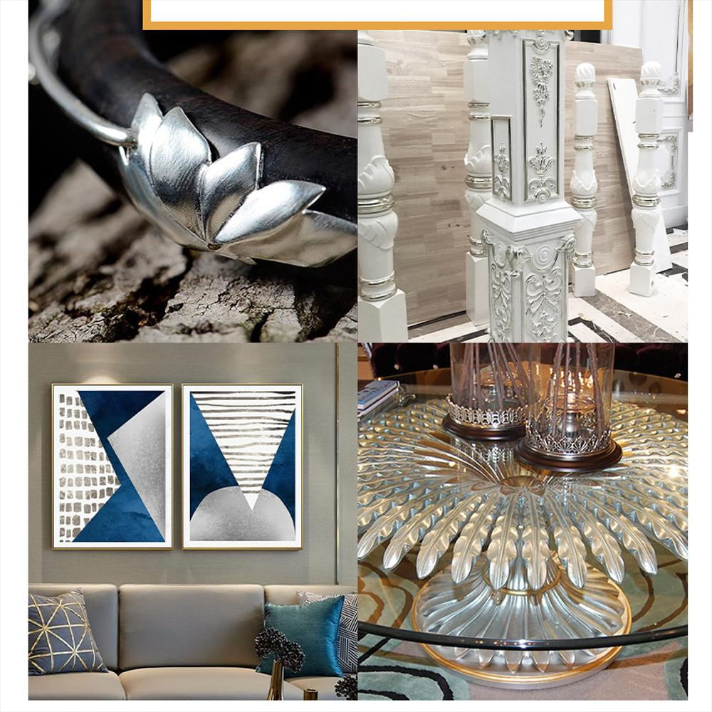 Hojas De Papel Decorativas Artesanal Oro Blanco Plata 50 U img #3