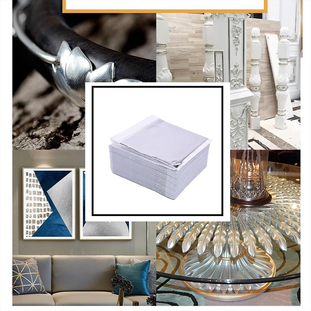 Hojas De Papel Decorativas Artesanal Oro Blanco Plata 50 U img #4