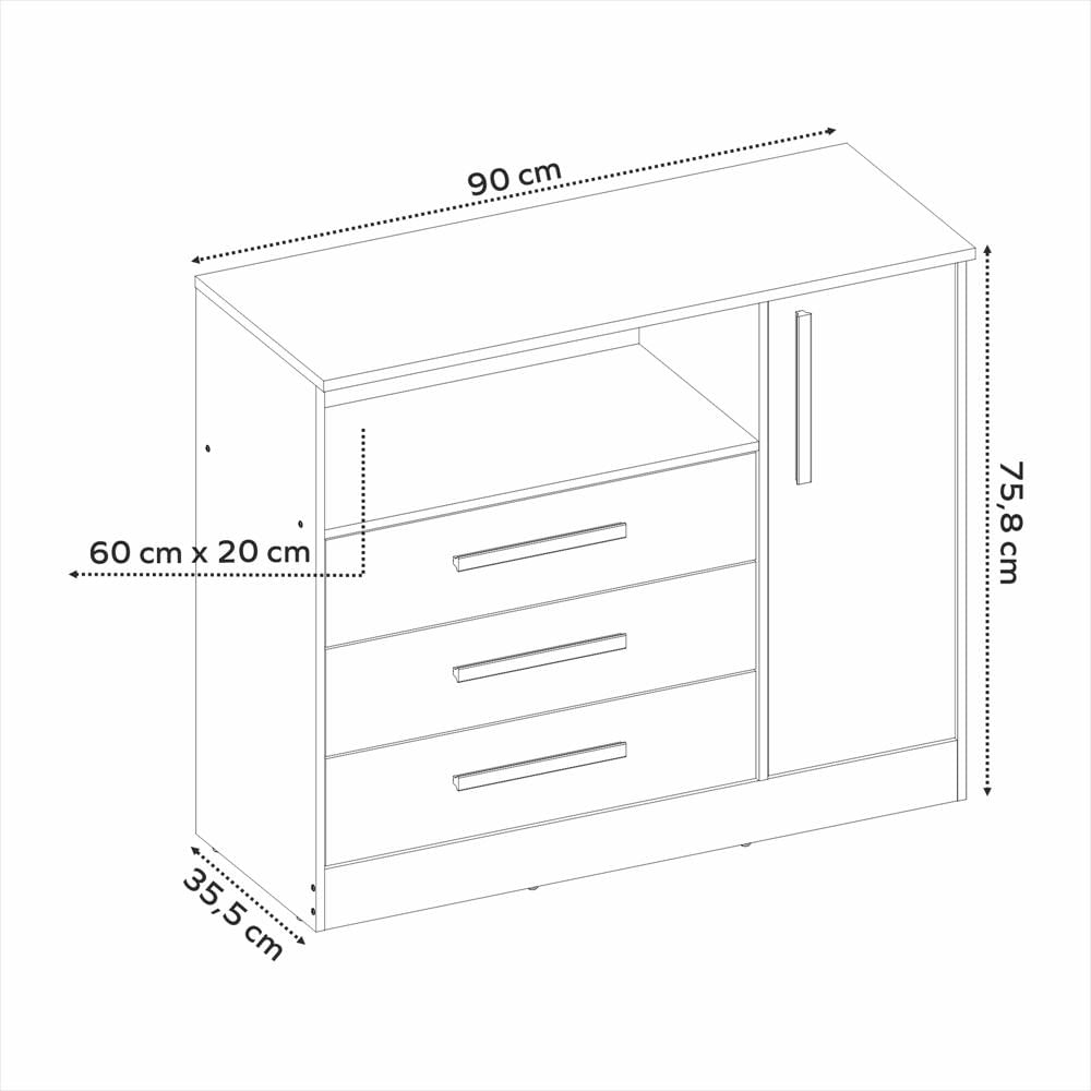 Comoda Nogal Blanco Nt5075 img #3