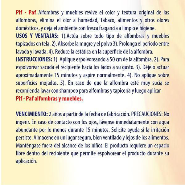 Polvo para alfombras y muebles PIFPAF doble acción sunsplash (400  gr) img #2