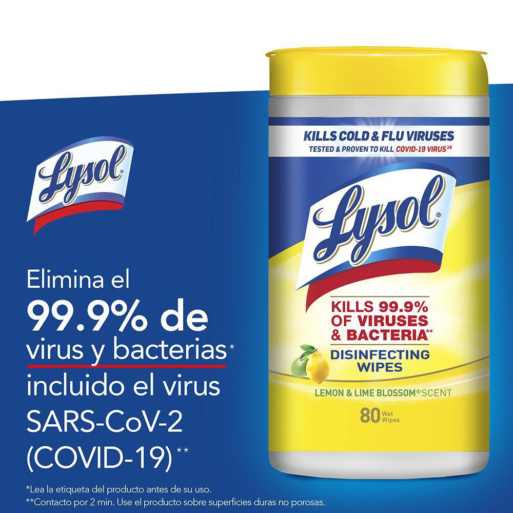 Toallitas desinfectantes LYSOL flores de lima limón (80  und) img #3
