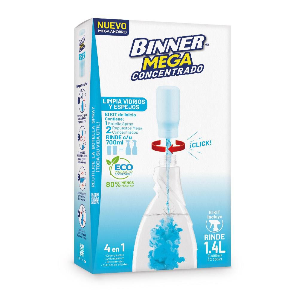 KIT MEGA CONCENTRADO BINNER LIMPIA VIDRIOS (100  ml) img #1