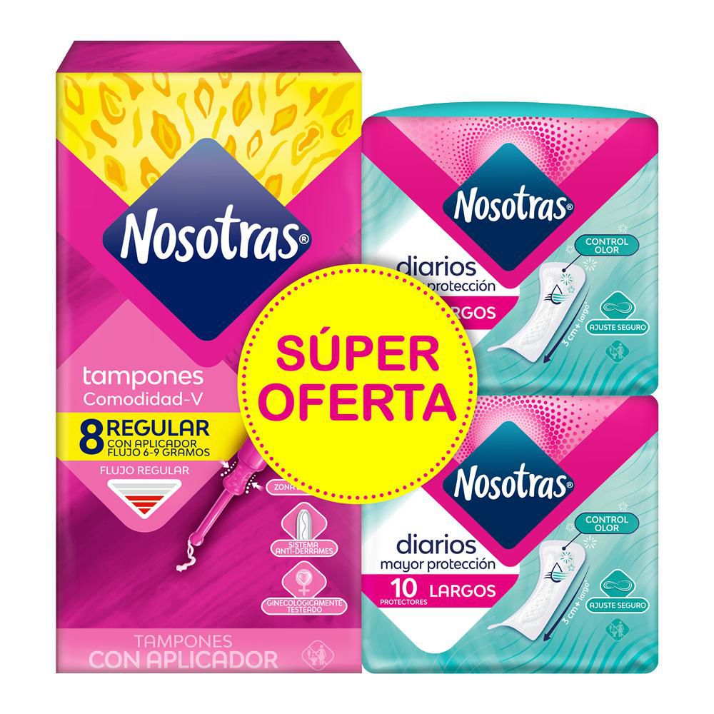 Tampones NOSOTRAS con aplicador regular + protectores (8  und) img #1