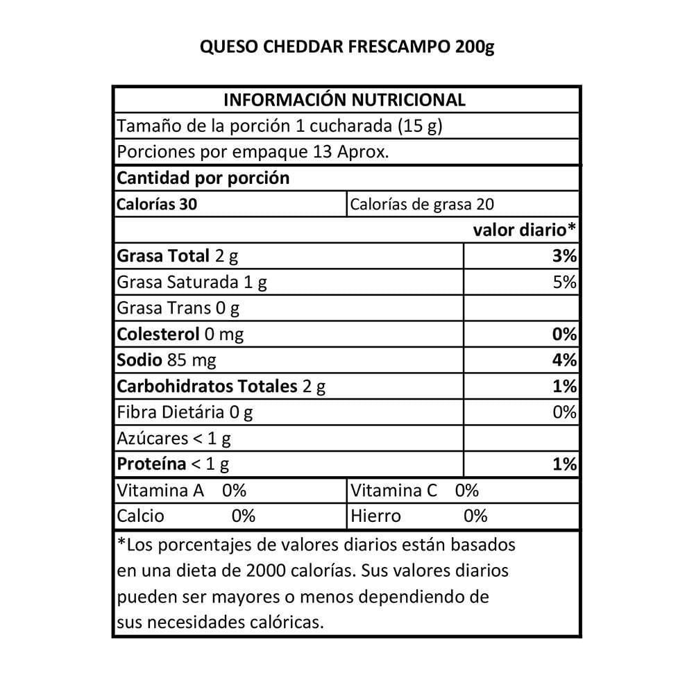 Queso Cheddar FRESCAMPO 200  gr img #2