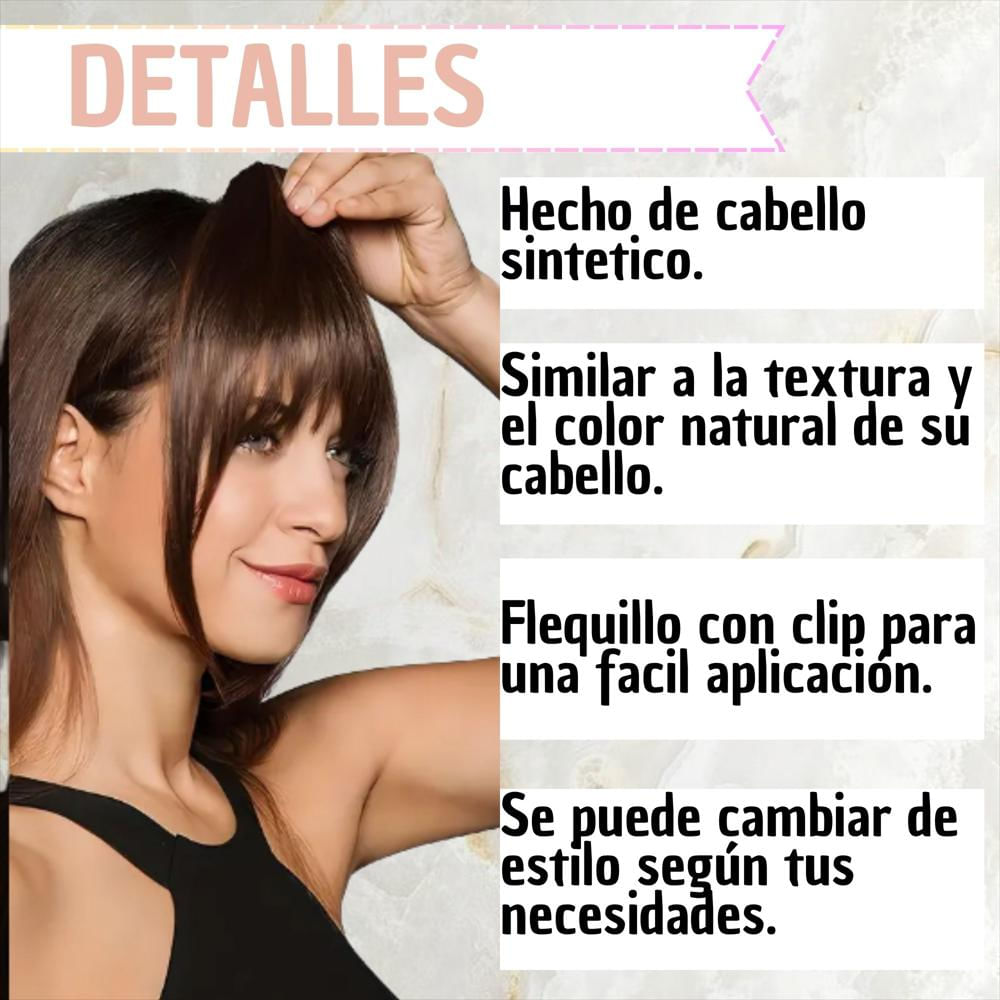 Flequillo Postizo Con Clip Estilo Natural Y Reutilizable Marron Claro img #3