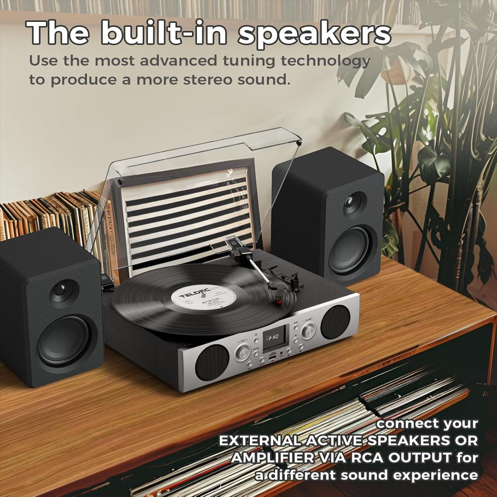 Tocadiscos Con Altavoces Integrados, 3 Velocidades, Radio Fm Bluetooth img #5
