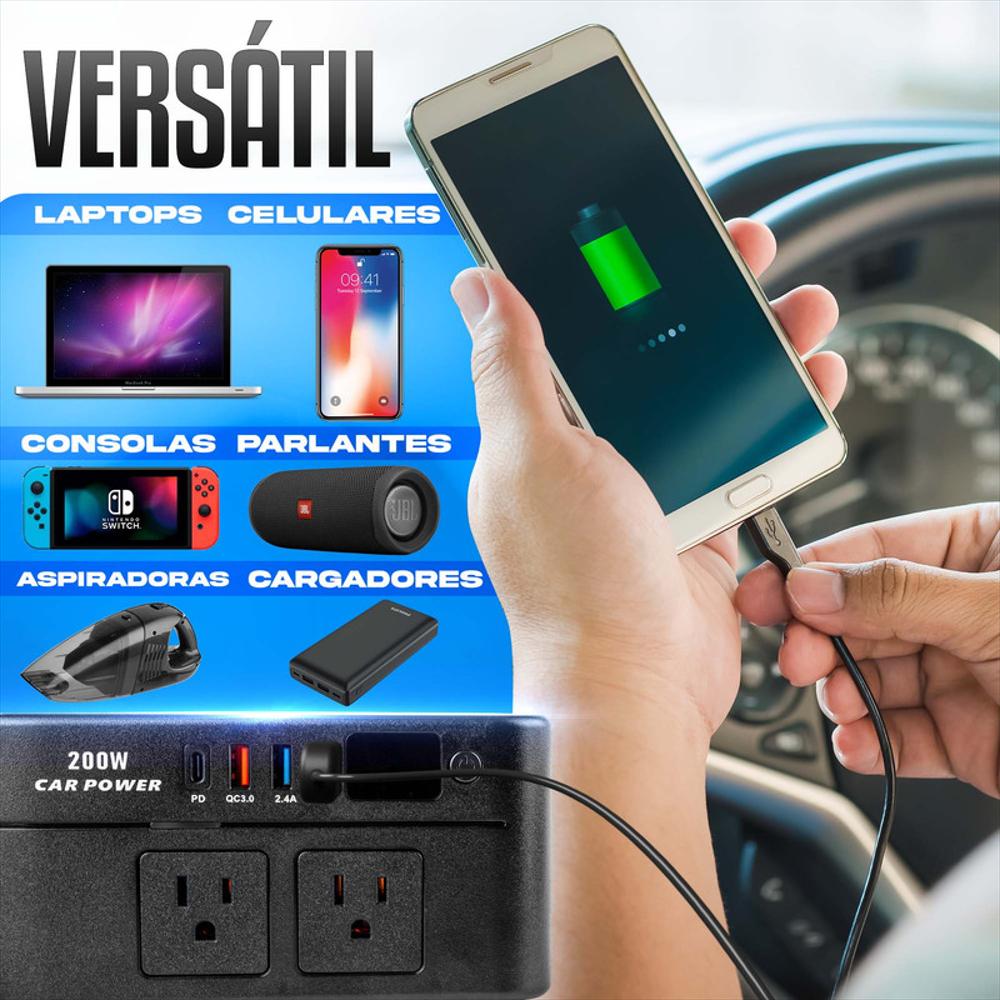 Inversor De Corriente Para Automóvil 200W 12V A 110V Con Usb img #2