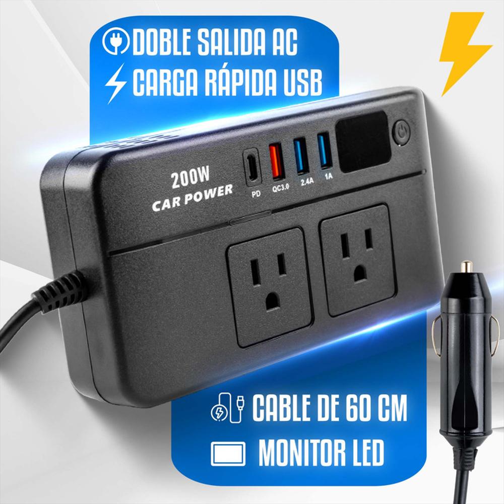 Inversor De Corriente Para Automóvil 200W 12V A 110V Con Usb img #4